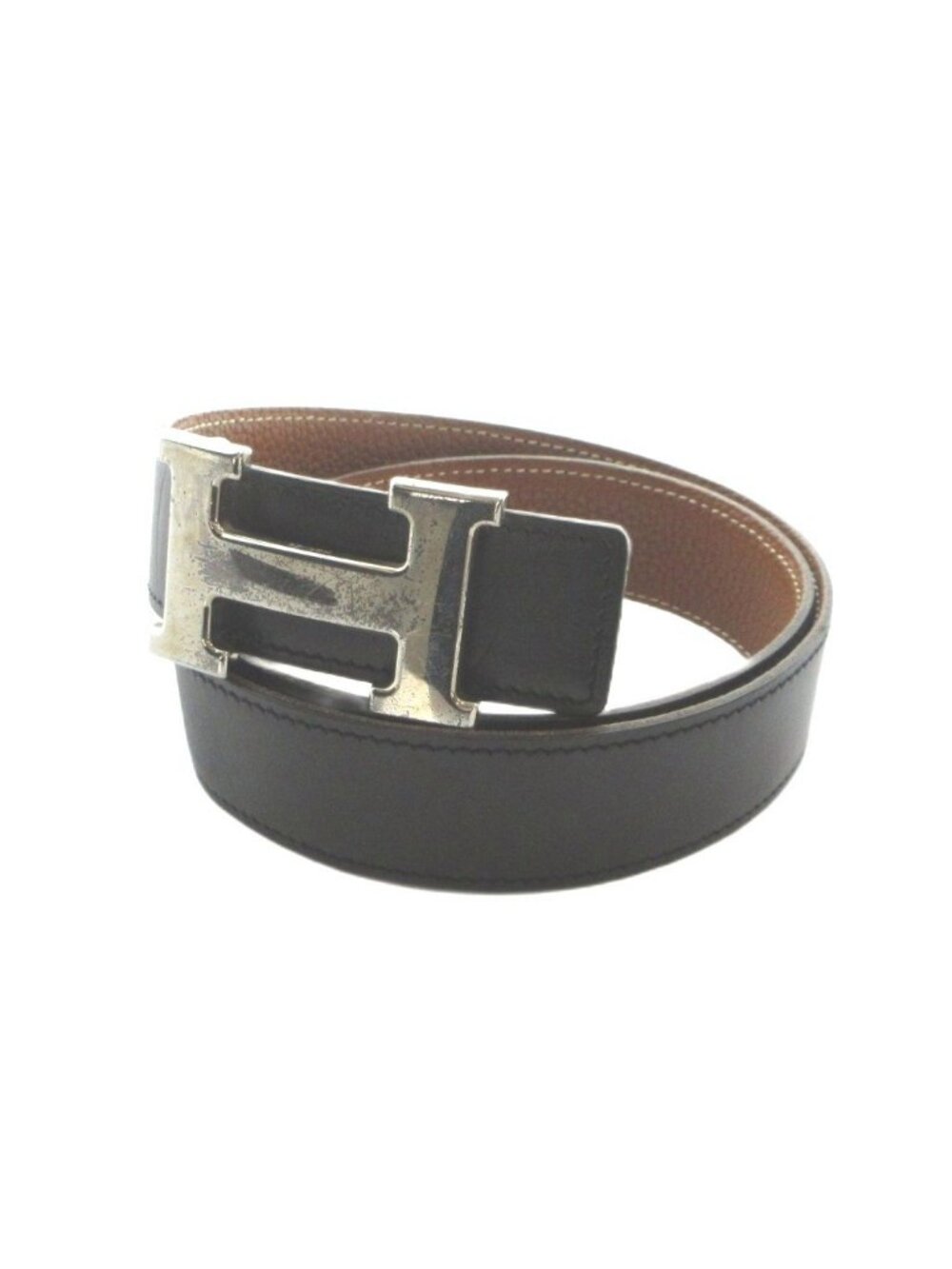Hermes Constance Belt H Buckle Leather Logo 70 Black